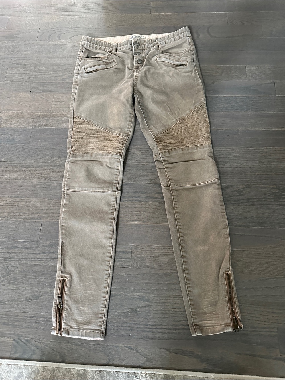 Free People Women’s Skinny Moto Jeans in Taupe Beige